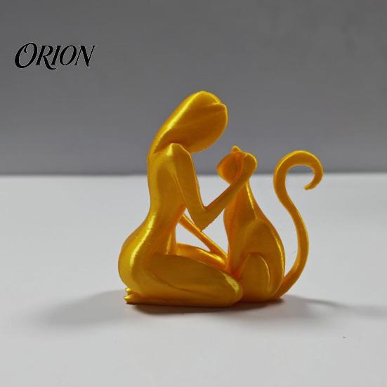Sculpture 3D Printed Sculpture, One-Piece Molding Desktop Figure, Abstract Stable Decor Woman Cat Art Ornament for Home Gift Minimalist