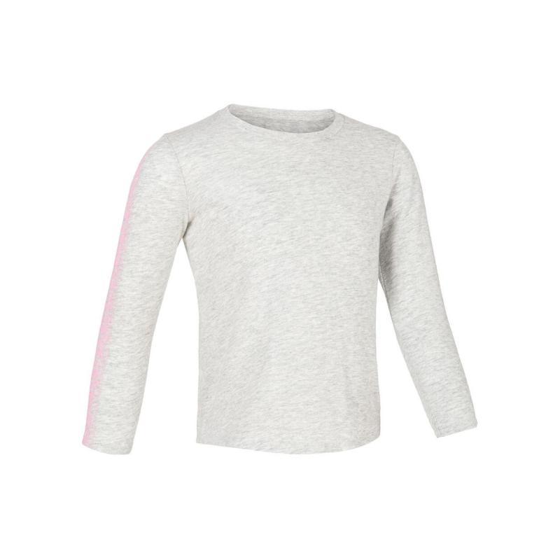 

DECATHLON Пэчворк футболка с круглым вырезом и длинным рукавом Светло-серый/Светло-кристально-розовый для малышей и детей 71-76