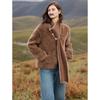 ELLE Women's 100% Sheep Wool Faux Fur Short Coat