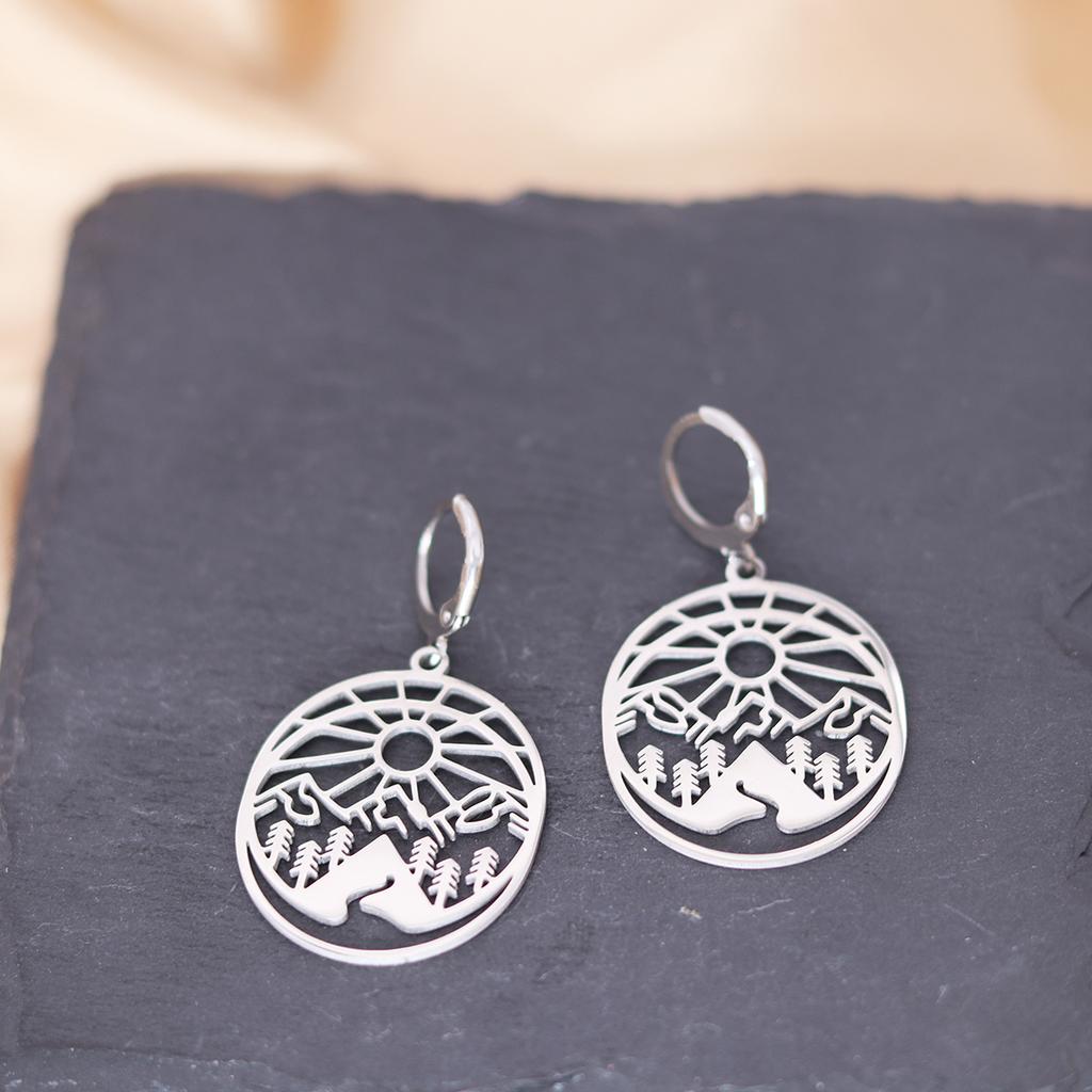 Kinitial Stainless Steel Gate To The Sky Raindrop Cloud Galaxy Solar System Ufo Ghost Earrings For Women Trendy Piercing Jewelry