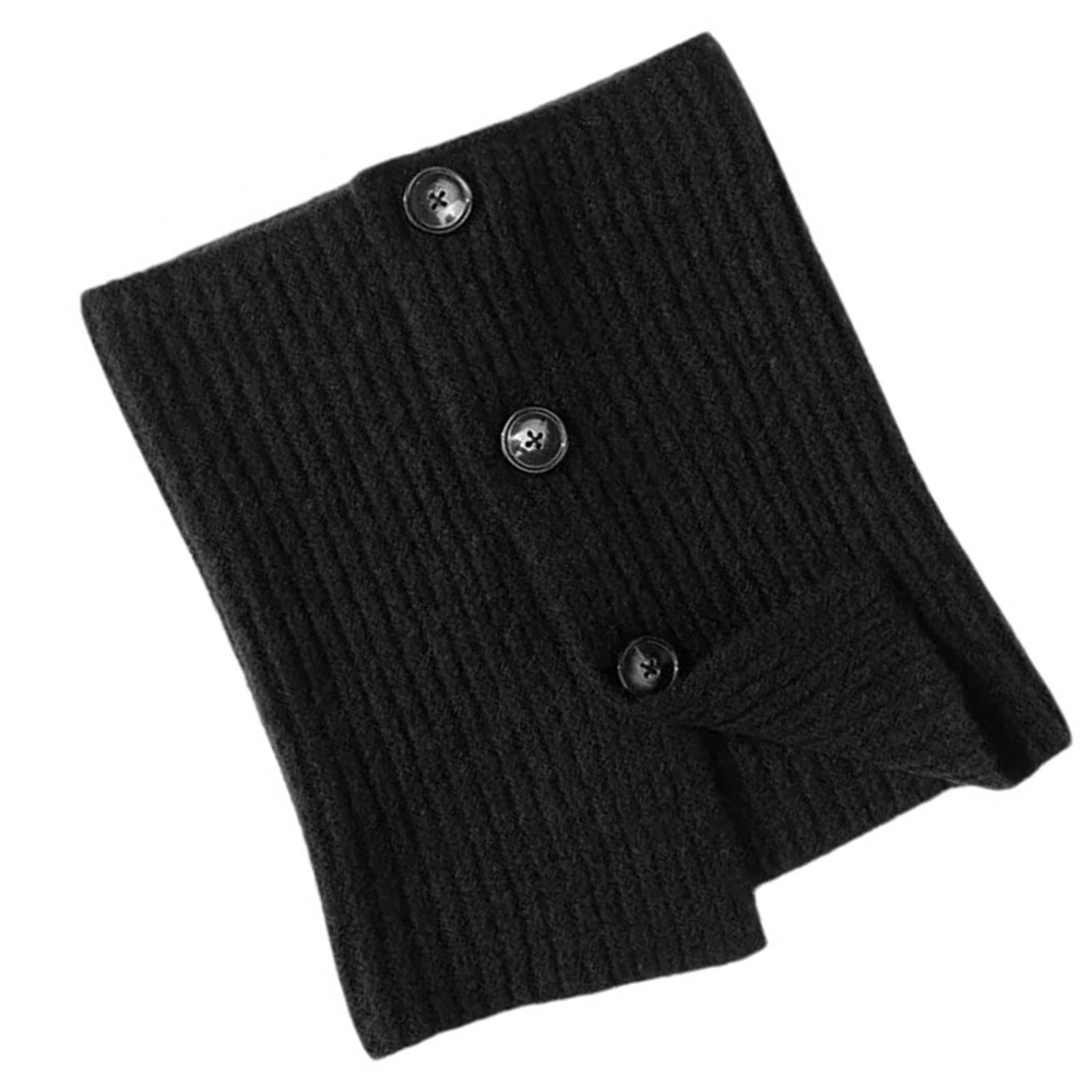 

Теплый вязаный шарф из пряжи с застежкой на пуговицы, модный шейный платок, уличный шейный платок, аксессуар для зимнего тепла чёрный