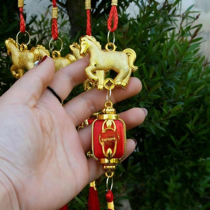 New! 6Pcs Chinese New! Year Lantern Pendant Lucky Decoration 2026 Year Of The Horse Wall Hanging Car Ornament Housewarming Gifts