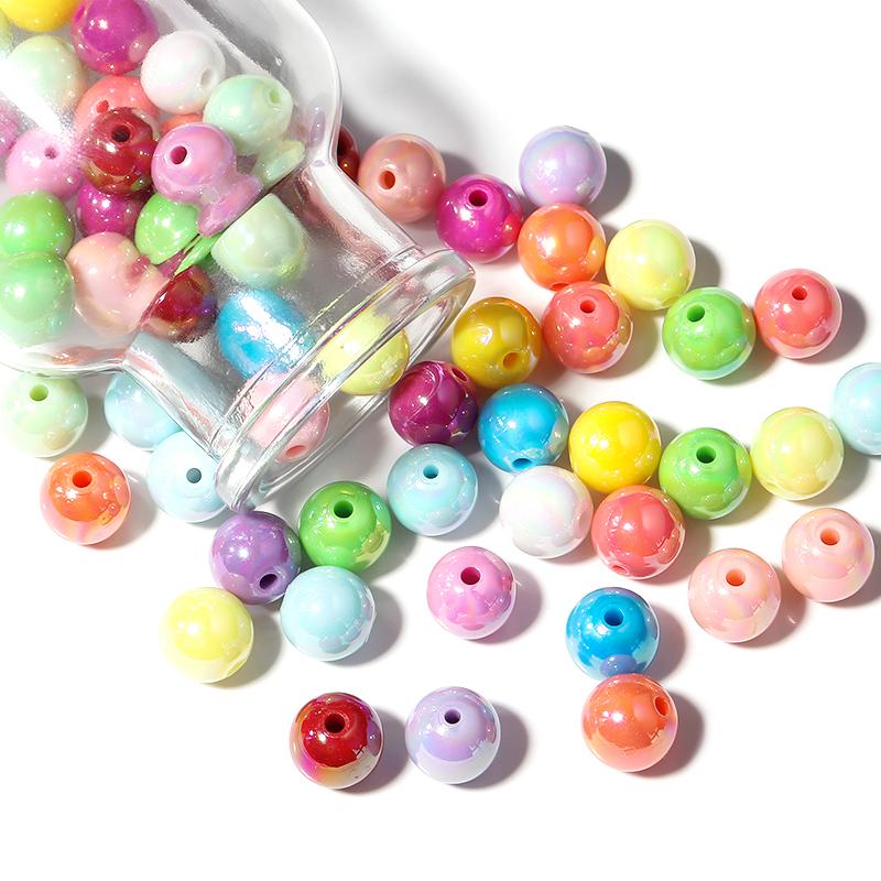 8 10 12 14 16mm Acrylic Round Beads Colorful Glossy Loose Spacer Beads For Handmade Bracelet Making DIY Jewelry Accessories