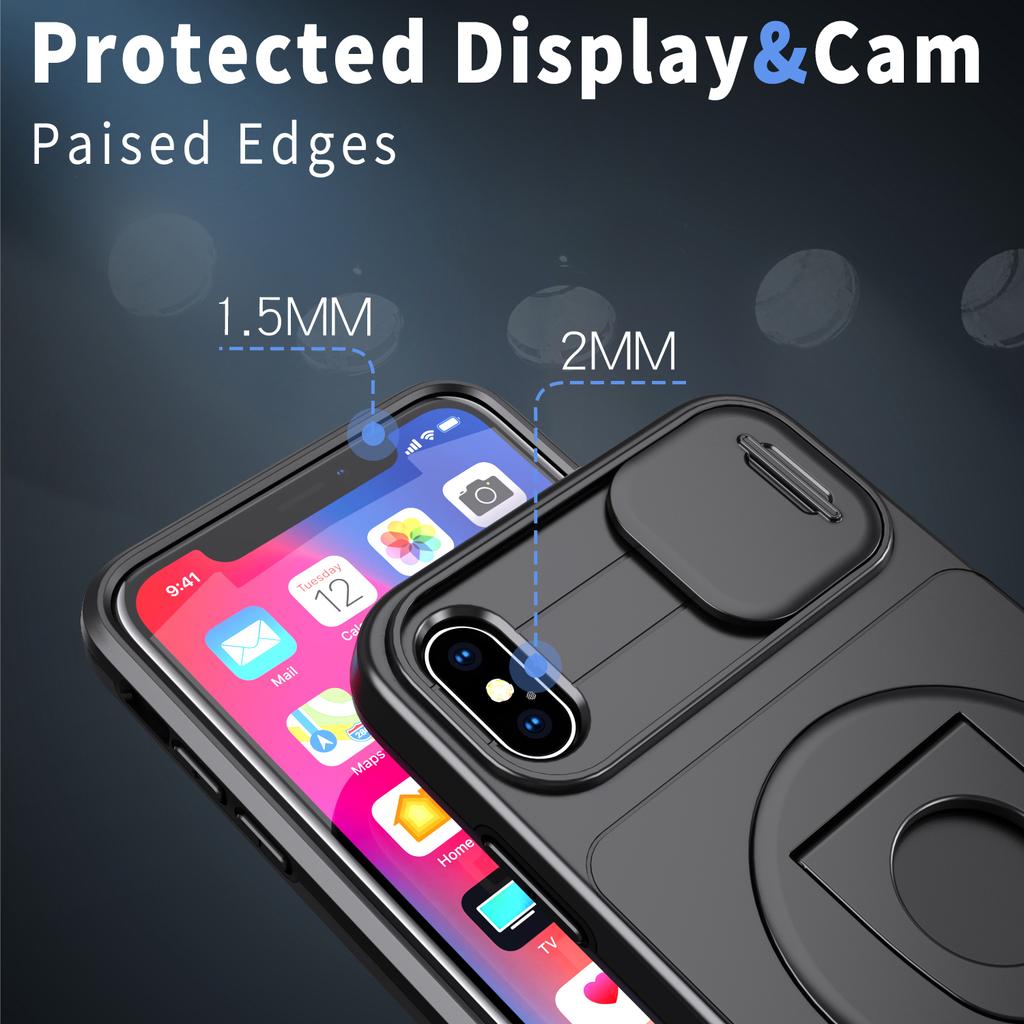For iPhone XS Max Phone Case TPU+PC Magnetic Cover Camera Protection