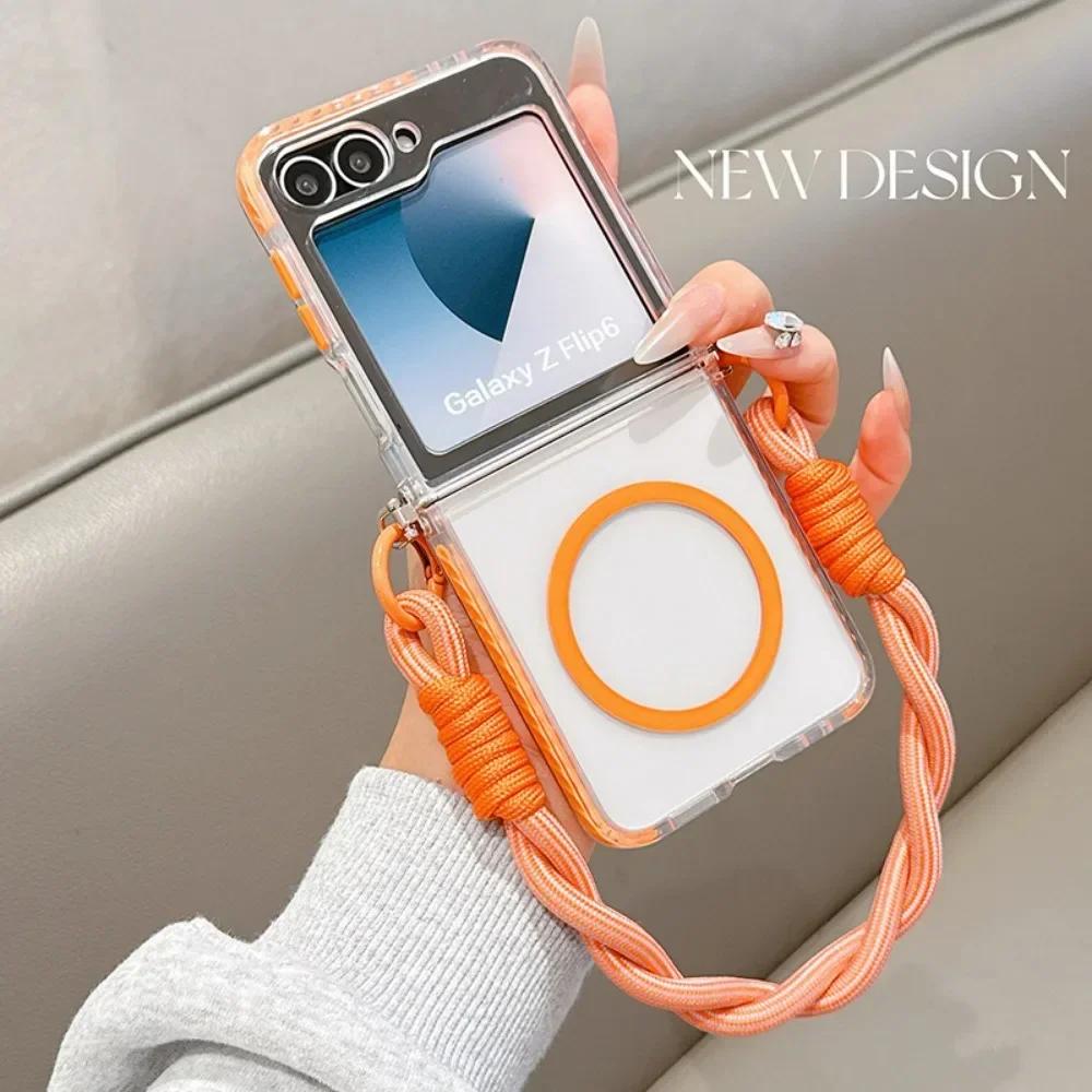 Für Magsafe Magnetischer Handgelenkriemen Handyhülle Für Samsung Galaxy Z Flip 7 6 5 4 3 Flip7 Flip6 Flip5 Flip4 Flip3 Transparente Hülle