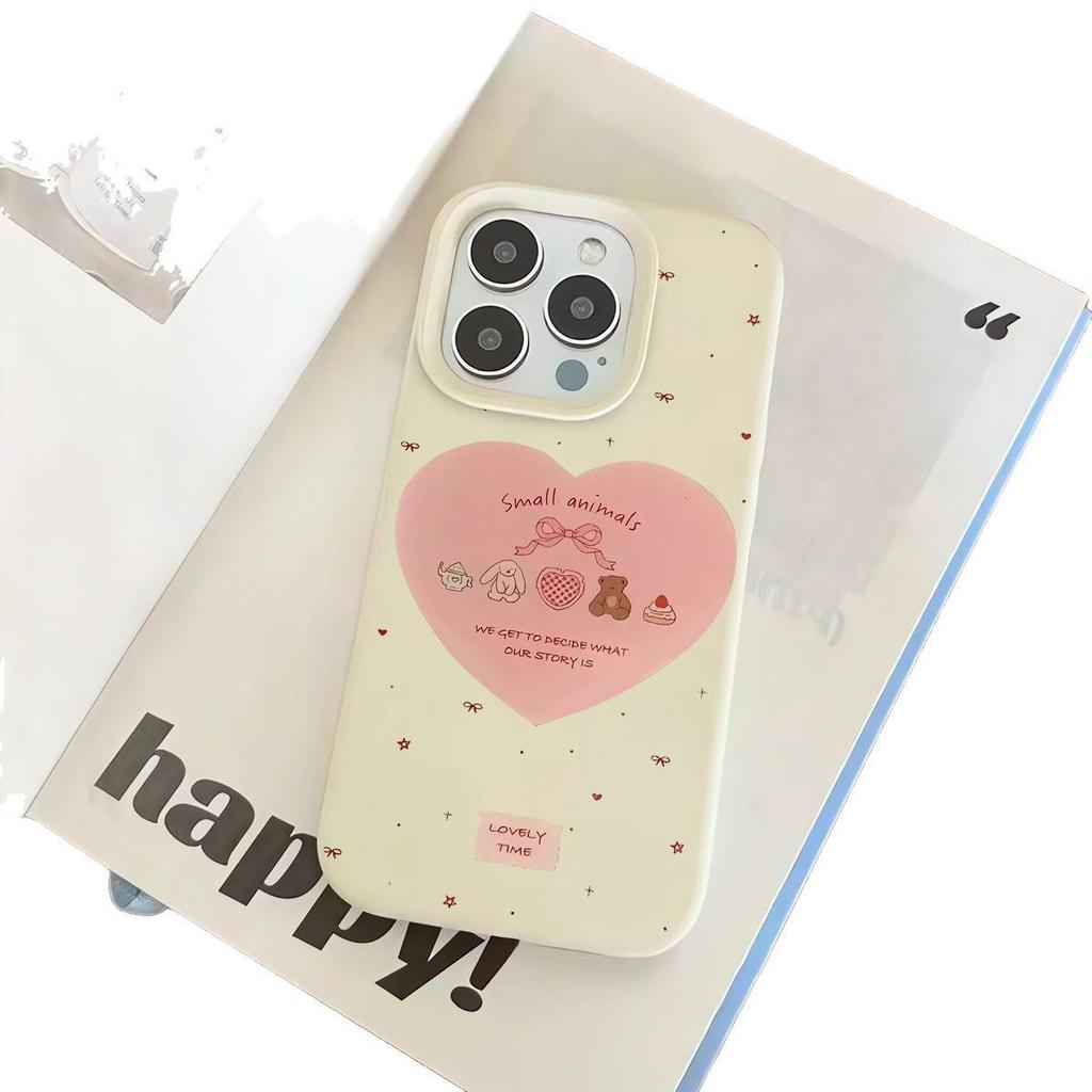 Adorable Heart & Rabbit Mochi Case for iPhone 17/16 Pro Max/15/14/13/12/11