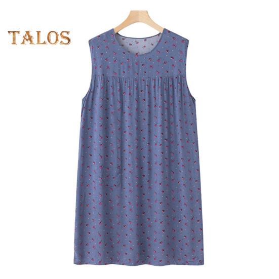 

Женская свободная ночная рубашка без рукавов, повседневная сорочка, плиссированное платье для сна, летняя домашняя одежда с круглым вырезом и принтом фиолетовый