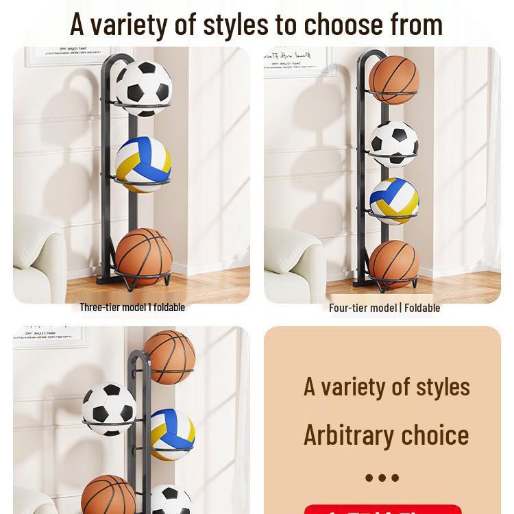 Foldable Multi-layer Sports Ball Storage Rack for Home