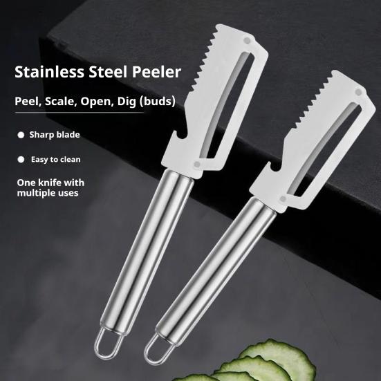 Fruit Vegetable Peeler Stainless Steel Potato Peeler with Bottle Opener Rust-Proof Dishwasher Safe Multi-Function Kitchen Tool for Thick Thin Skins