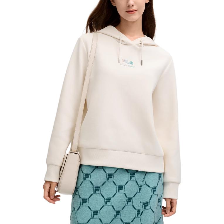 FILA Fashionable Casual Knitted Hoodie Women hoodies Cloud-Mushroom-White F11W518206FWT