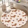 1PC Dachshund Donuts Office Round Area Rug, Mat Suitable For Office, Under Office Chairs Bedroom Living Room Home Decor, Room Deco