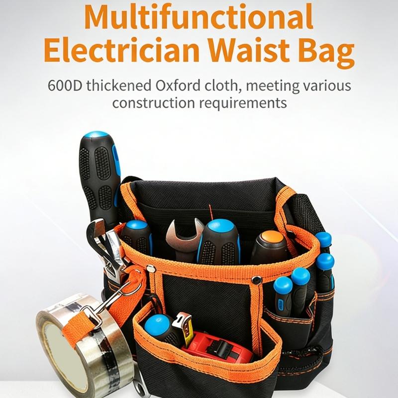 Electrician Tools Bag Waist Pouch Belt Storage Holder Oxford Cloth Tool Belt for Holding Screwdrivers Pencil Hand Tool