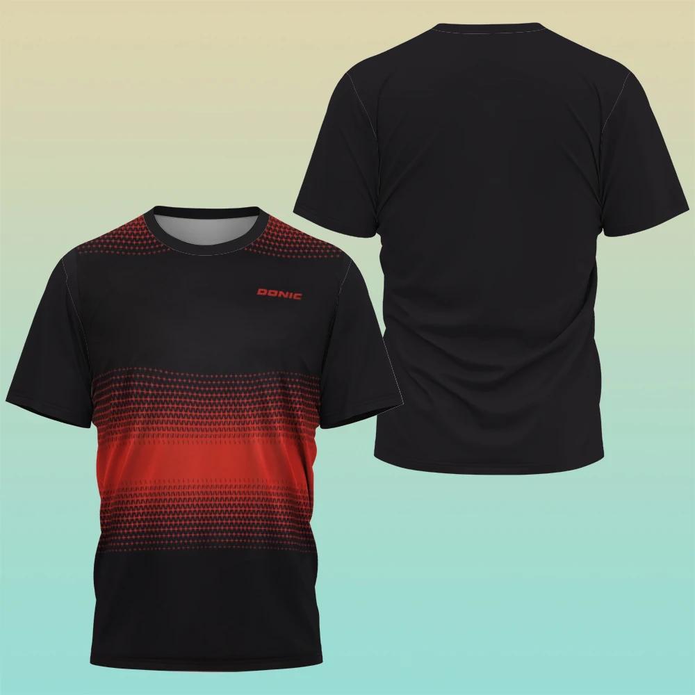 Summer Men's Table Tennis Training Uniform, Casual and Comfortable Sports Short Sleeved Top, 3D Printed O-neck Short Sleeved T-shirt