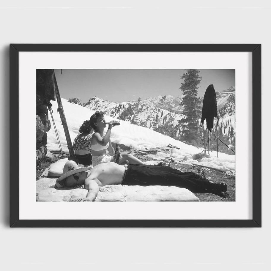 Vintage Ski Photo Print Road Gap Skier Jumps Girls Car Canvas Painting Winter Sports Skiing Art Poster Ski Home Lodge Wall Decor