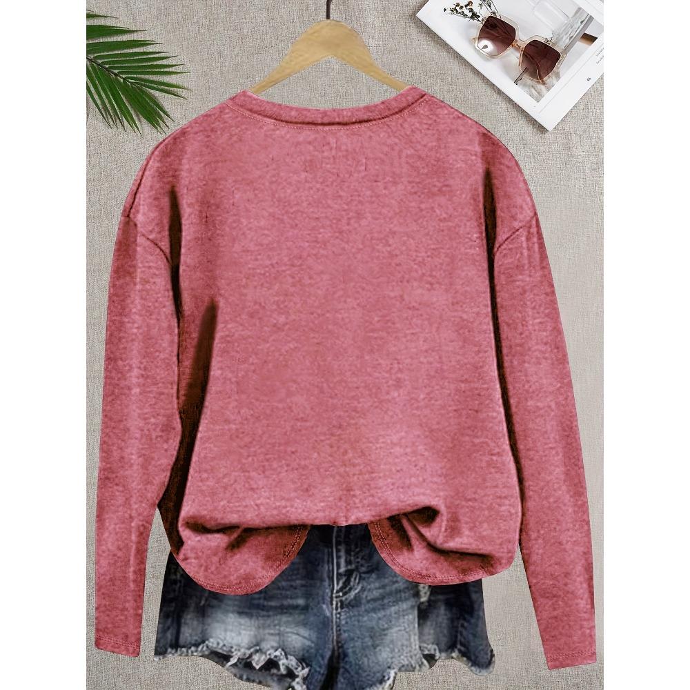 Fashionable crew-neck women's long-sleeve T-shirt, casual style, perfect for autumn commuting and daily wear