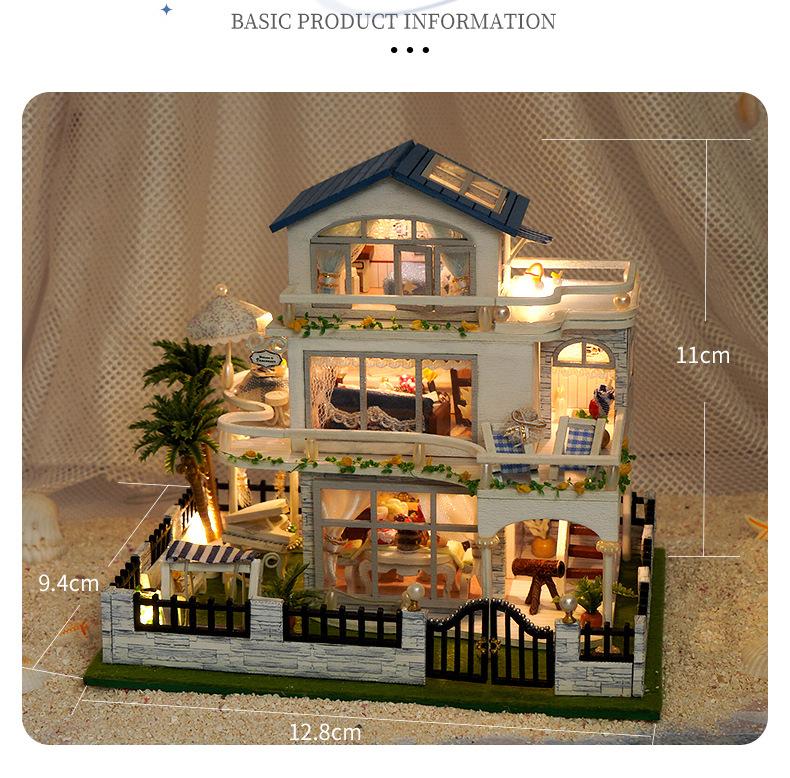 Diy Mini Wooden Dollhouse  Furniture Light Kit Doll House Casa Miniature Accessories Handmade Wooden Toys Birthday Gifts 2015New