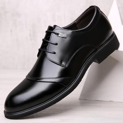 Autumn and Winter Men's Dress Shoes Korean Style Genuine Leather Shoes Black Business Leather Shoes