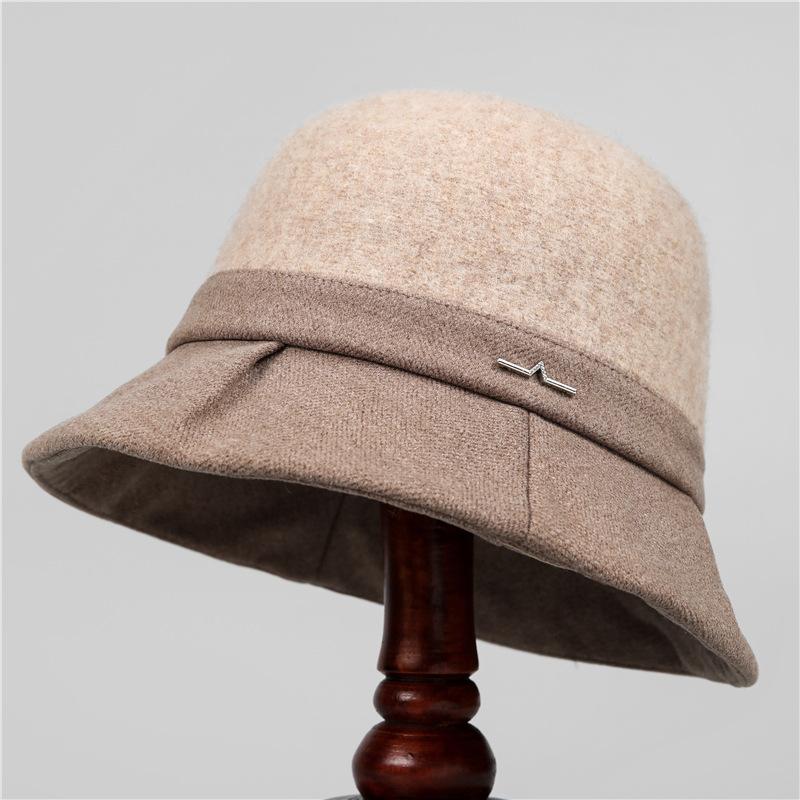 Wool Hat Women's Autumn and Winter French Retro Small Fragrant Basin Hat Winter Warm Bucket Hat
