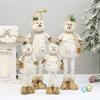 Extendable Fabric Snowman Figure with Gold Stamped Hat Christmas Tabletop and Floor Display Ornament