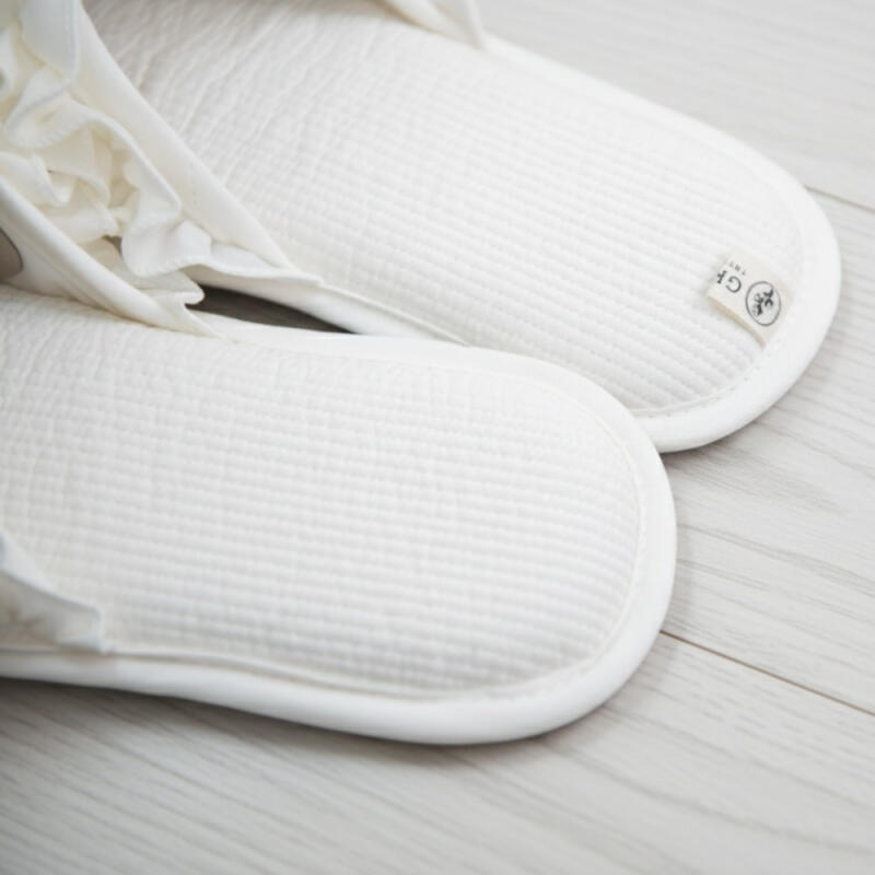 

Leah White Cotton Lace Slippers