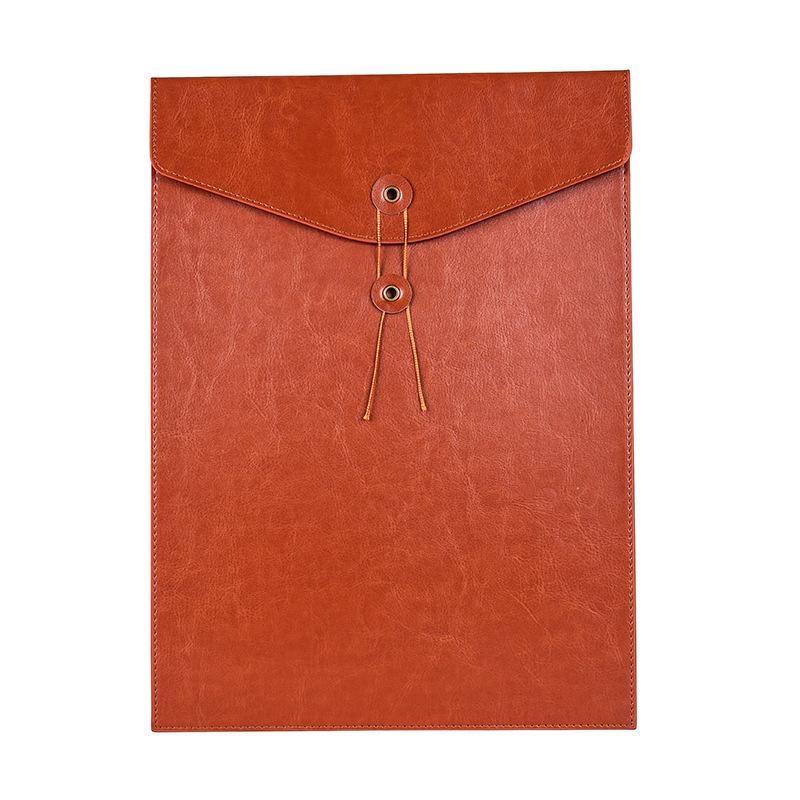 A4 Leather File Bag - Large Capacity Vertical/Horizontal Office Storage for Contracts, Receipts, Tablets, and Documents.