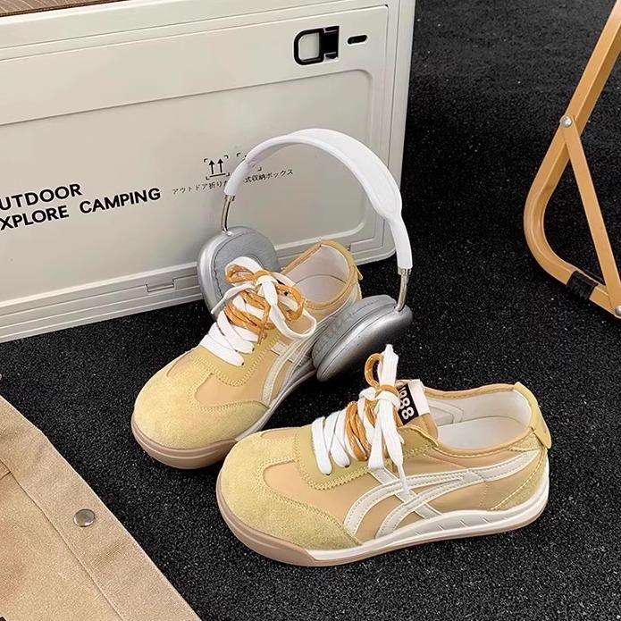 

Platform shoes women s spring and autumn new round head lace-up casual sports board shoes little white shoes 35 жовтий