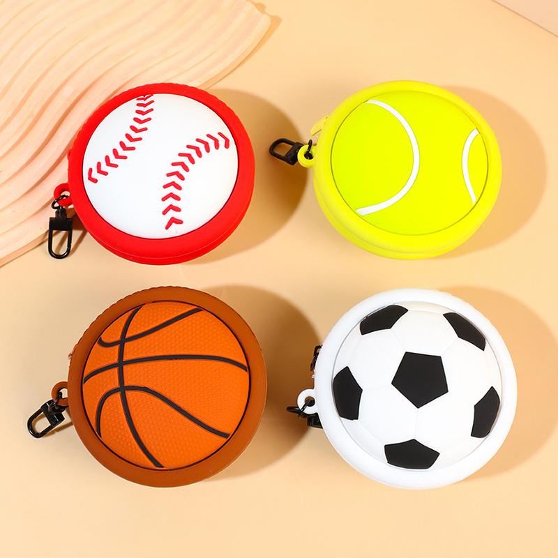 WTEMPO Creative Sporty Mini Coin Purse Ball Series Zipper Soft Storage Bag DIY Casual Headphone Case and Hanging Accessory Various Ball Game Souvenirs