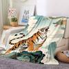 1pc Tiger Print Blanket, Lightweight Flannel Fleece with Digital Printing, Soft Warm for Sofa, Travel, Camping, Office, Couch, Chair, and Bed, All-Sea