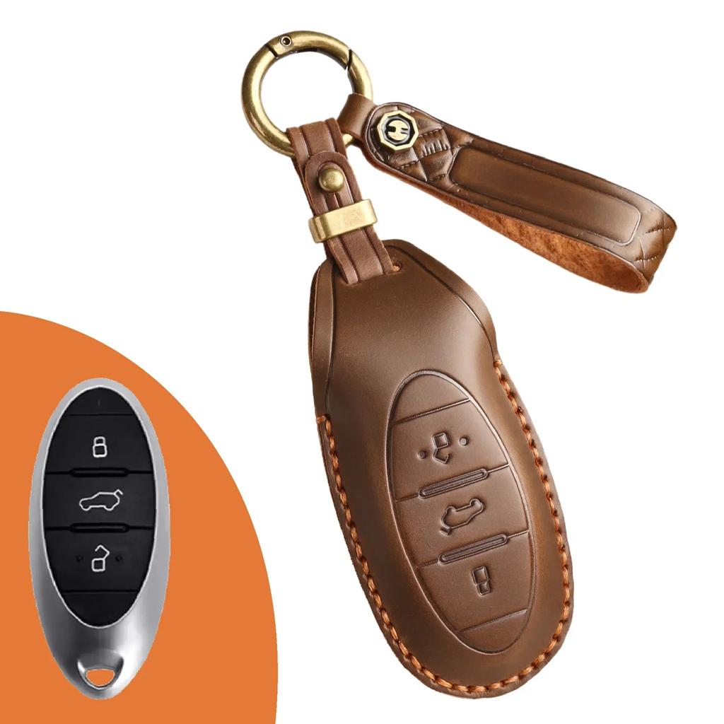 Leather Car Key Case Cover Holder Keychain Shell for FAW Bestune Pentium T77 T33 T99 Phnom Penh Key Protector Shell