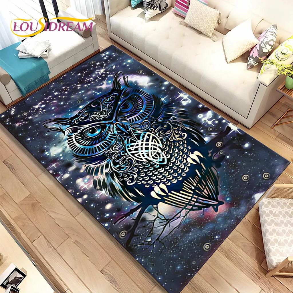 Schattige Uil 3D Cartoon Vloerkleed, Tapijt voor Huis Woonkamer Kinderkamer Bank Deurmat Decoratie, Kinderspeel Niet-slip Vloermat
