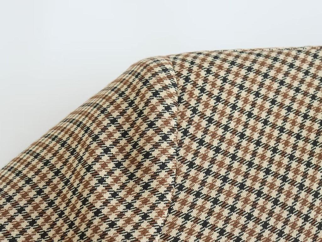 2024 Women's Winter Plaid Double-Breasted Suit Jacket & Straight Skirt - European & American Style