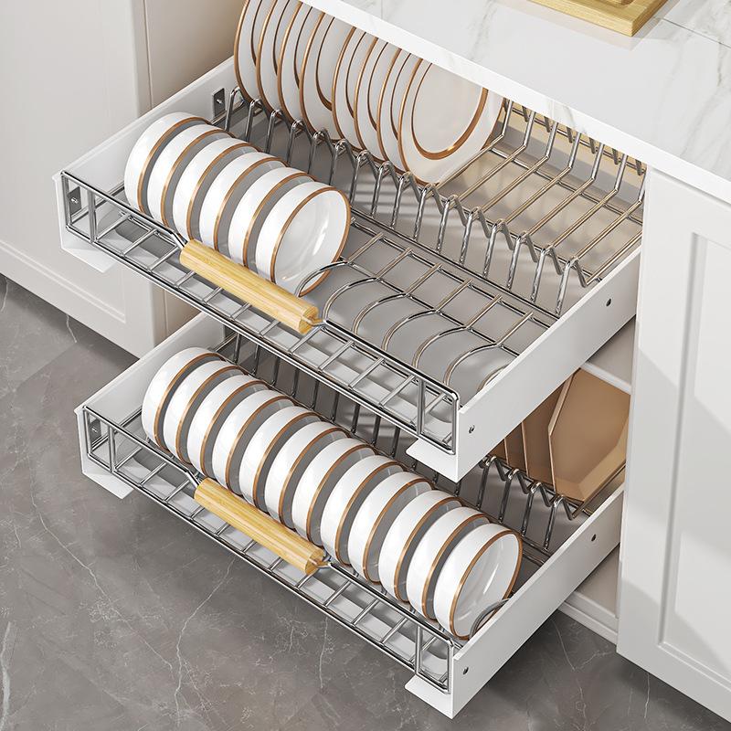 Kitchen Dish Storage Rack Cabinet Pull-out Bowl Rack Pull-out Basket Cabinet Drawer Type Storage Rack BowlPlate Plate Drain Rack
