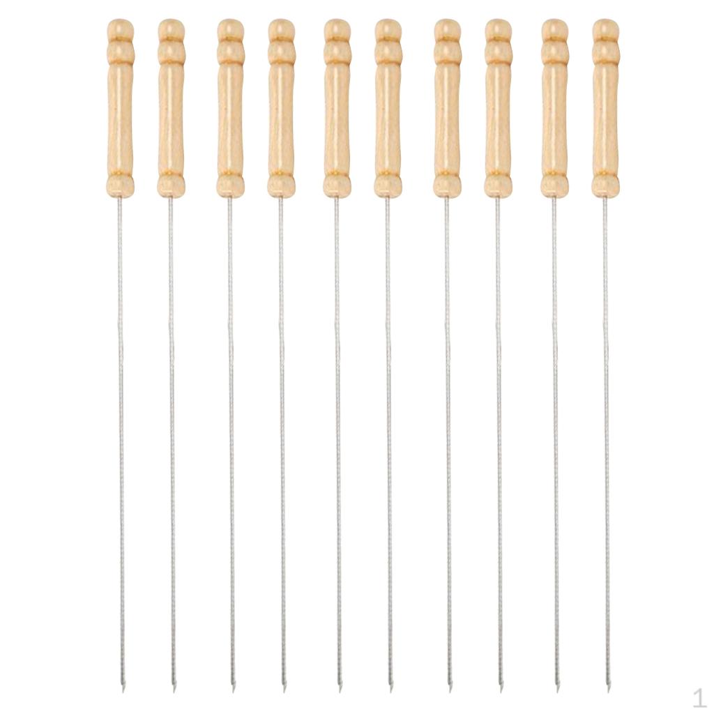 Barbecue Skewers Set/Stainless Steel Round BBQ Kabob Sticks/Grilling Skewers,Wooden Handle to Your