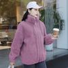 Women Winter Double Fleece Warm Coat Stand Collar Plush Thick Overcoat Female Fashion Casual Long Zipper Clothes
