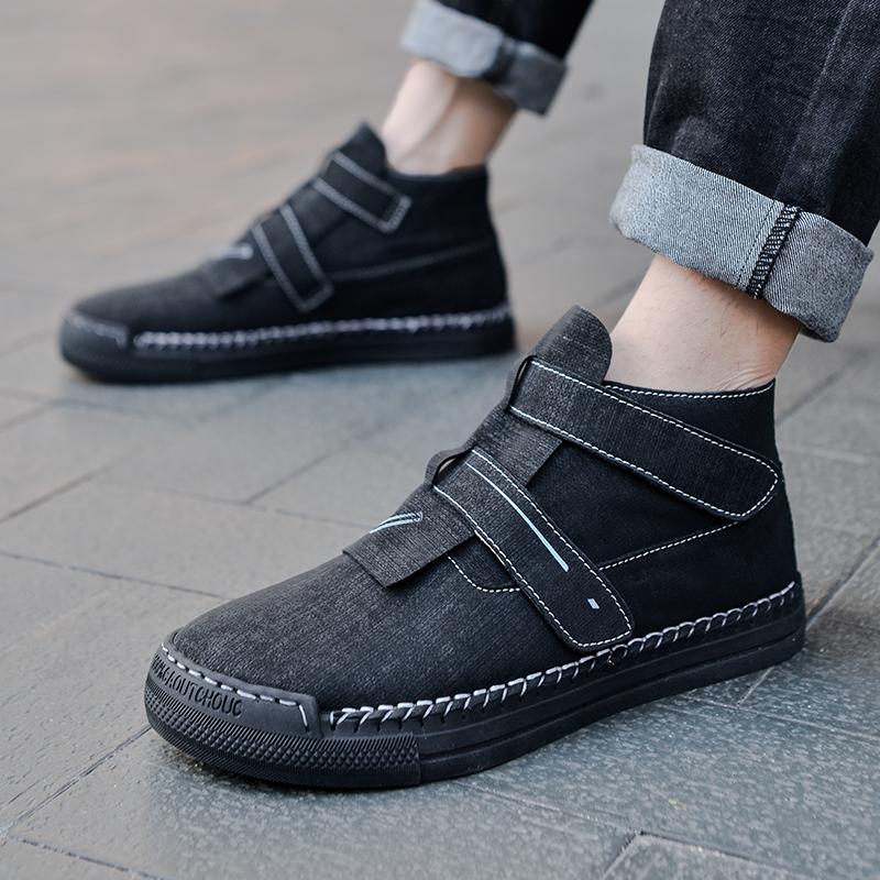 

Fashion Italian Genuine Leather Boots British Style Round Head High Top Shoes Casual Platform New In Mens Luxury Slip on Shoes Handmade 38 чёрный