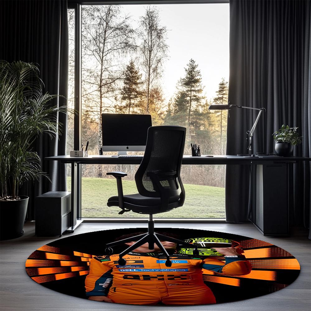 Lando Norris Printed Round Rug Carpet Chair Rug Area Rug Entryway Doormats,for Office Chair Living Room Bedroom Kitchen Room.