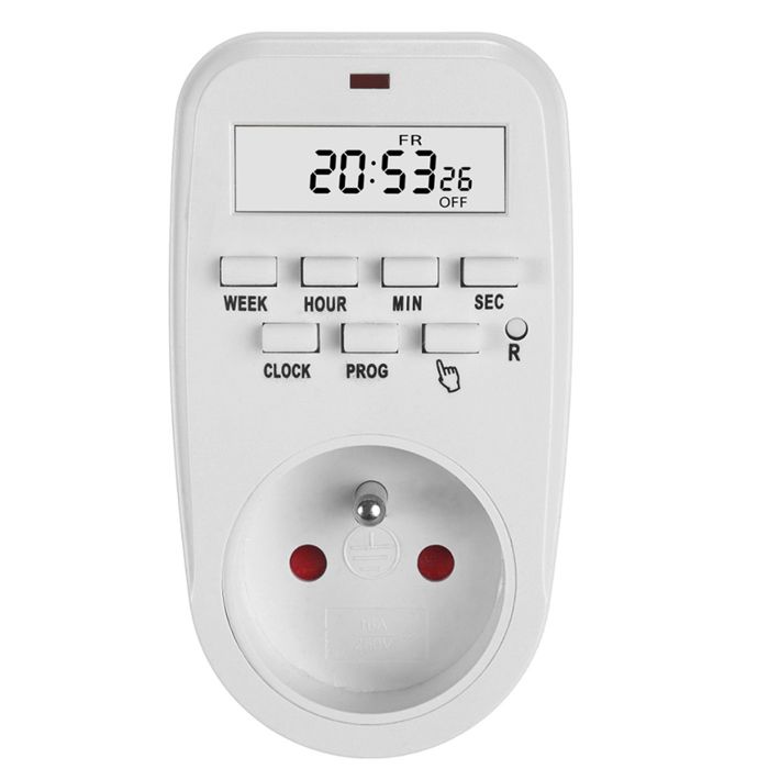 Prise programmable - GreenBlue - GB362 E - Horloge digitale - Charge max. 16A - IP20 - Blanc