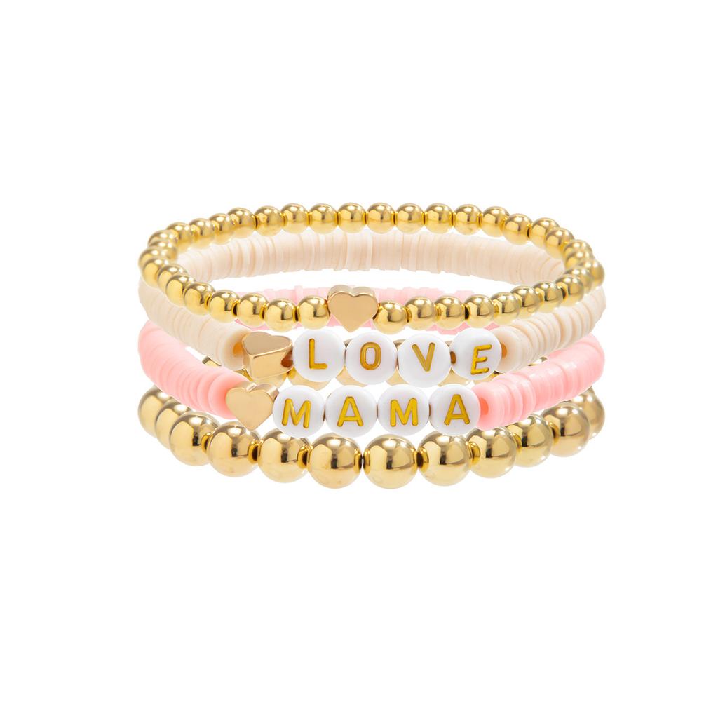 Mother's Day Mother's Day Letter Bracelet Set, Versatile Gifts Memorial Mom Beaded Jewelry Women