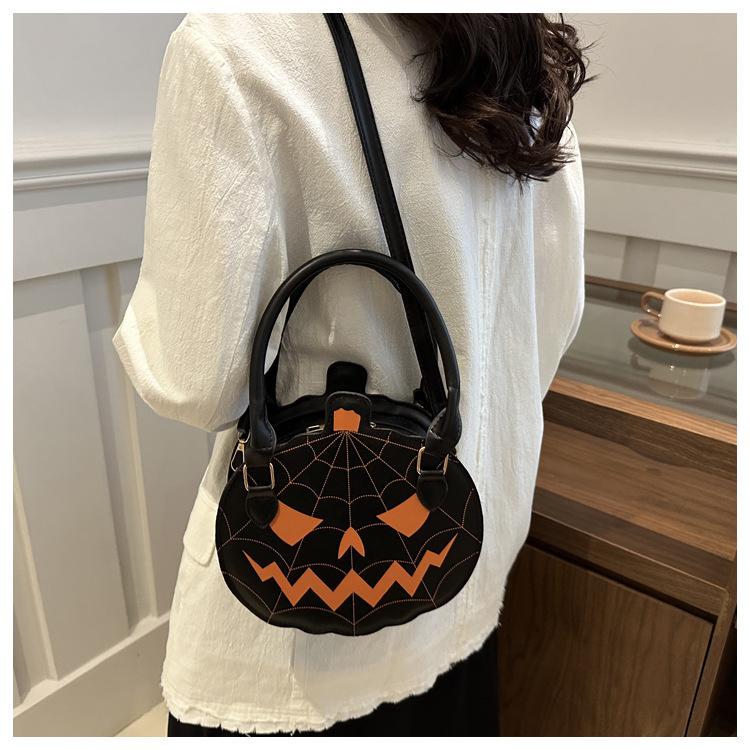 Funny Pumpkin Shaped Crossbody Bag for Women Faux Leather Shoulder Handbag KTB