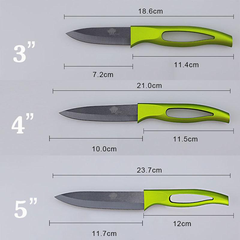 Ceramic Fruit Knife for Kitchen 3 4 5 Inch Black Blade Chef Knife with Sheath Utility Slicing Cooking Tool for Vegetable Rustproof Zirconig