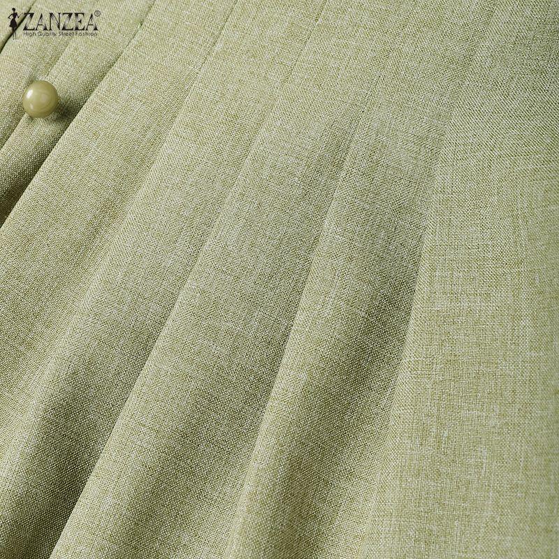 ZANZEA Rochie Casual de Vară cu Gât în V, Fără Mâneci pentru Femei