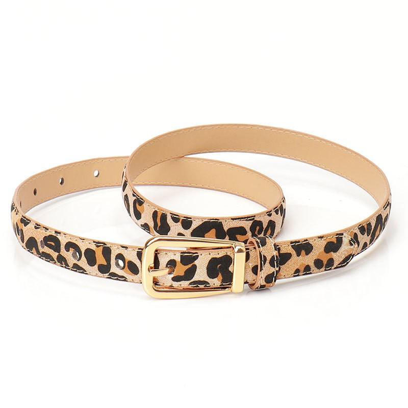 Womens Slim Alloy Buckle Belt With Leopard Print PU Leather Waistband Jeans Casual Office Wear