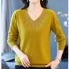 Autumn Women's Plus Size Sweater Loose V-neck Knitwear Rhinestone Pullover Knit Top Stretch Jumper