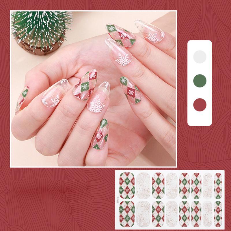Christmas Series Full Cover Nail Stickers Snowflake Nail Decal Women Self Adhesive Manicure Designer Nail Art Sticker Decoration