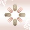 24 Pcs Sweet Flowers False Nail Fashion Artificial Nail Glittering Full Cover Stick on Nail Short Oval Press On Nail