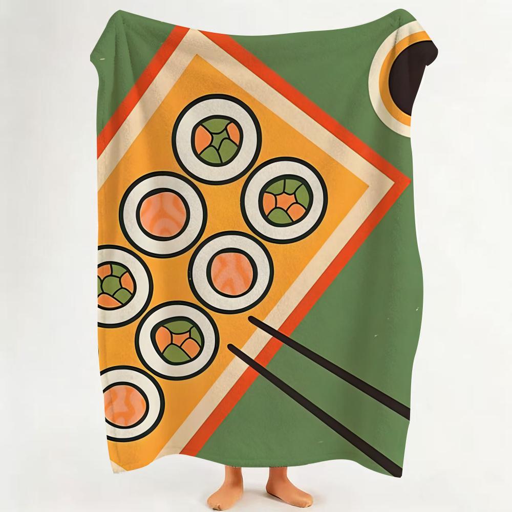Design C Cartoon P Pattern F Food Throw Flannel Throw Blanket Suitable for Sofa Living Room Bedroom