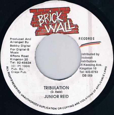 

7inch Record JUNIOR REID Tribulation DB059 BRICKWALL 1996 Jamaica Reggae Ska Dub Used