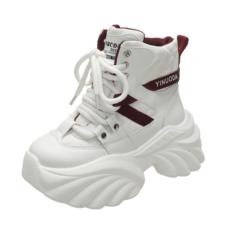 

2024 Горячая Распродажа Уличная Мода Женские Высокие Кроссовки Новые Нескользящие Осенние На шнуровке Женские Вулканизированные Кроссовки Zapatillas De Mujer 42 белый