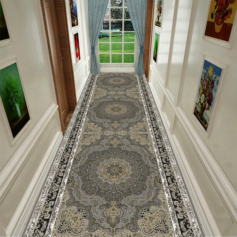 Retro Ethnic Long Corridor Carpet Luxury European Decoration Hallway Rug Non-slip Easy Cleaning Floor Mat Stairway Runners Mats