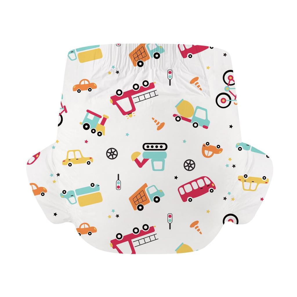 CutiePlusU Adult Diapers Sample Unisex Incontinence Pants with Maximum Nighttime Absorbency Busy Driver (10-Count Pack), Labels, - (Large 95-120cm)